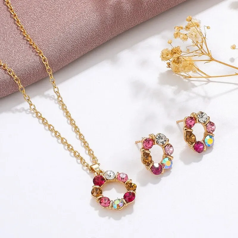 Elegant Gold Circle Jewelry Set ATHLEXES