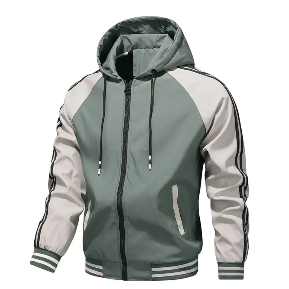 Spring Color Block Fleece Hoodie Jacket for Men ATHLEXES