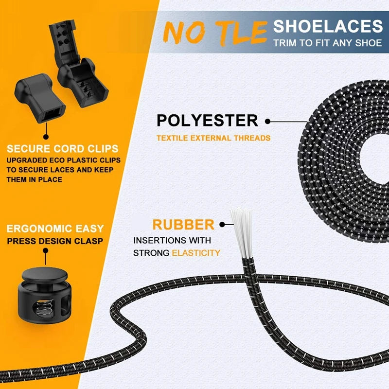 LazyLace No Tie Elastic Shoelaces - 1 Pair Stretch Fit ATHLEXES