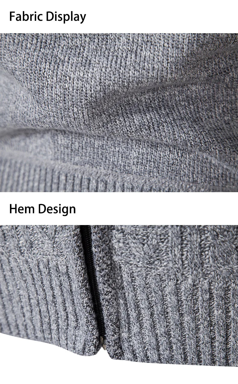Velvet Warmth High Collar Cardigan for Men - Winter Knitwear ATHLEXES