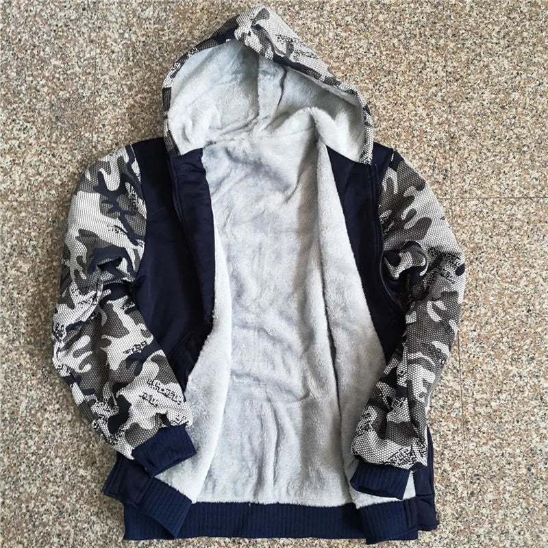 Camouflage Custom Logo Faux Fur Hoodie Jacket ATHLEXES