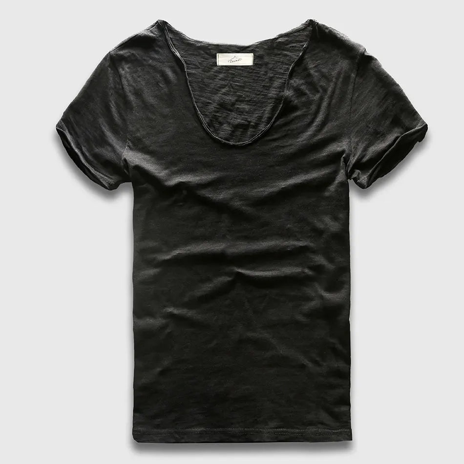 VogueFit Solid Cotton V-Neck Slim Fit T-Shirt for Men ATHLEXES