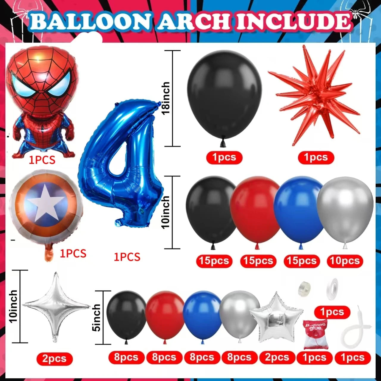 Spiderman Superhero Balloon Garland Kit ATHLEXES