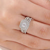 Newshe Elegant 925 Silver Halo Wedding Ring Set ATHLEXES