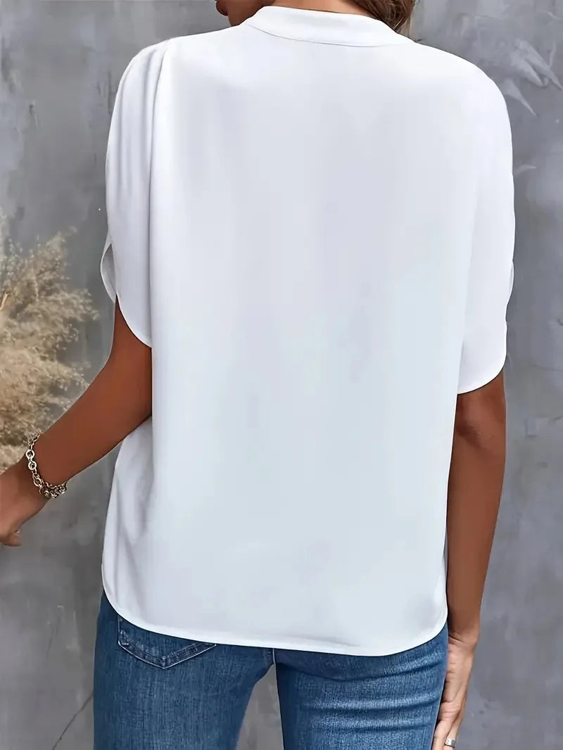 Chic V Neck Chiffon Blouse for Women ATHLEXES