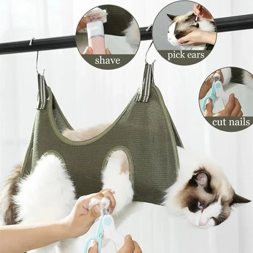 Dog Cat Grooming Hammock Fixed Bath Bag for Nail Cutting Anti Scratch Cat Trimming Restraint Bag Cat Beauty Hanging Pet Supplies ATHLEXES