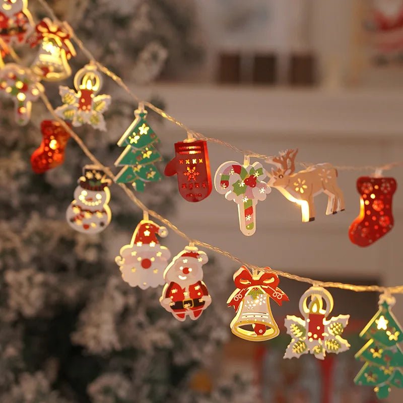 Christmas Lights String Santa Claus Snowman USB Garland LED Christmas Tree Decorative Light Party New Year's Decor Natal droship ATHLEXES