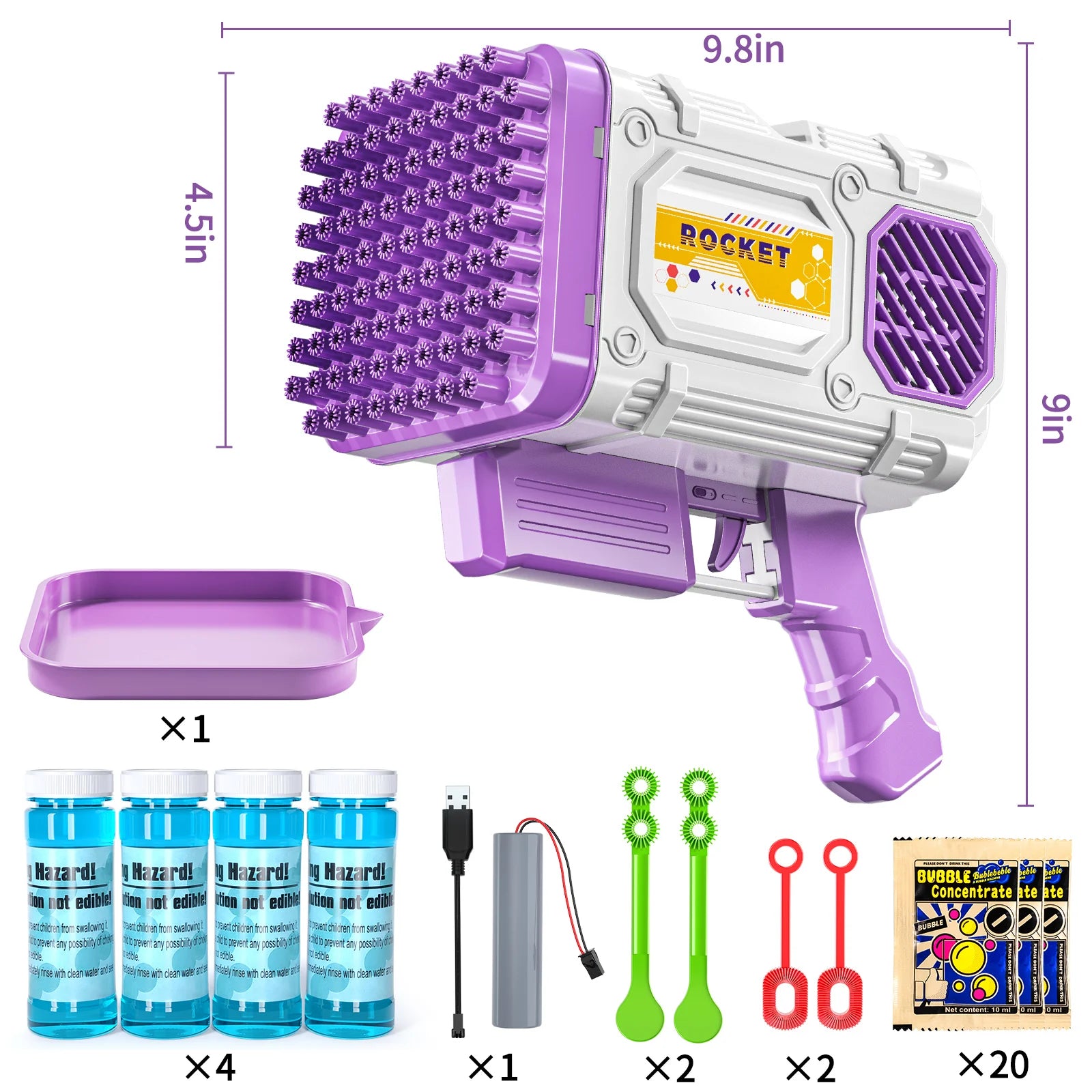 RocketBlast Automatic Bubble Gun for Kids ATHLEXES