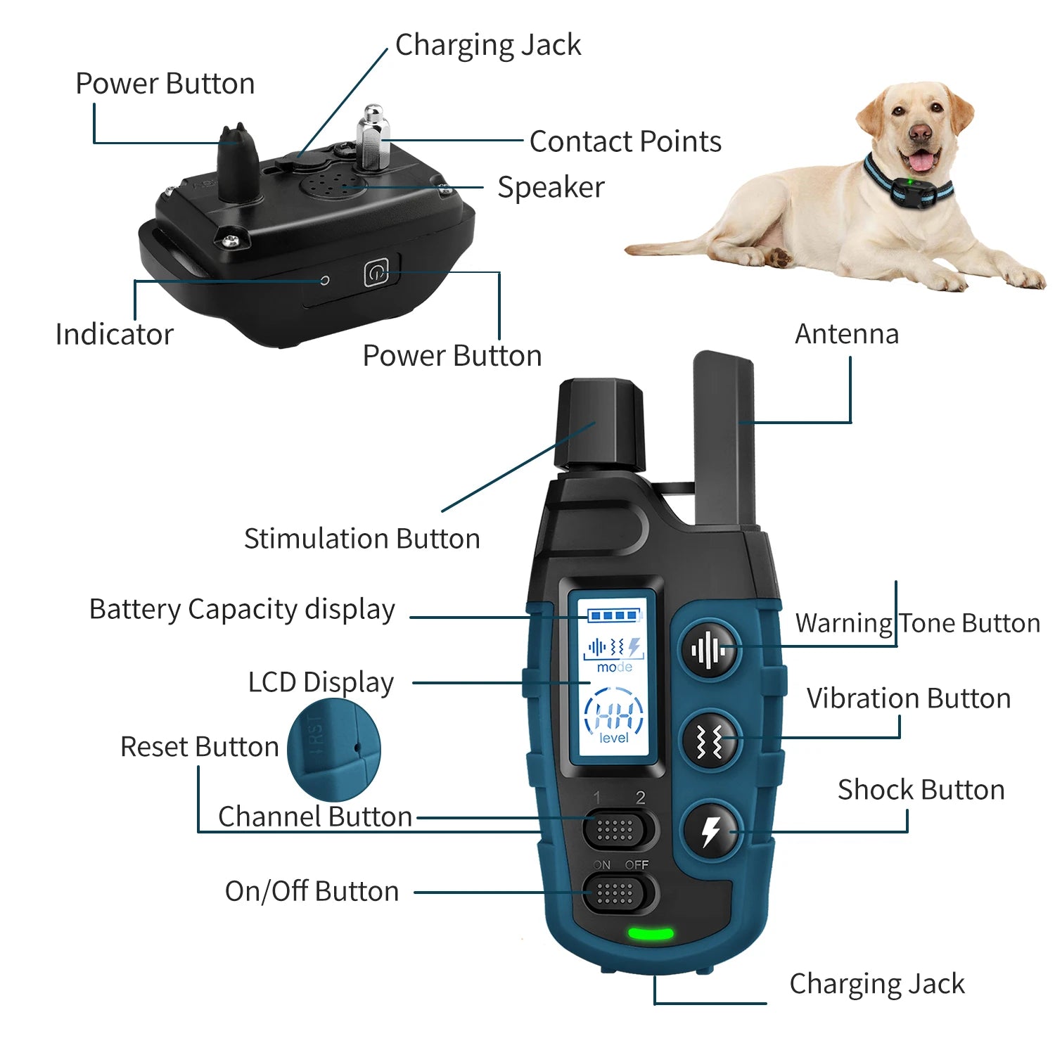 No Shock 3300Ft Dog Training Collar with Remote Rechargeable Waterproof E Collar with Beep Vibration High Quality Pet Training ATHLEXES