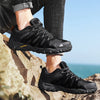 HIKEUP Men's Hiking Shoes Suede Leather Outdoor Shoes Wear-resistant Men Trekking Walking Hunting Tactical Sneakers ATHLEXES