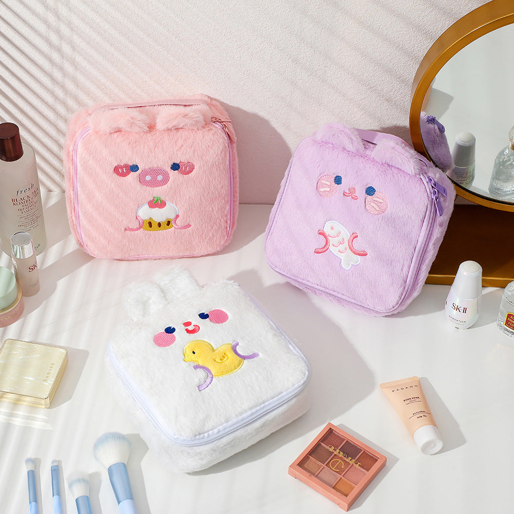 Charming Rabbit Ear Plush Makeup Bag for Girls ATHLEXES