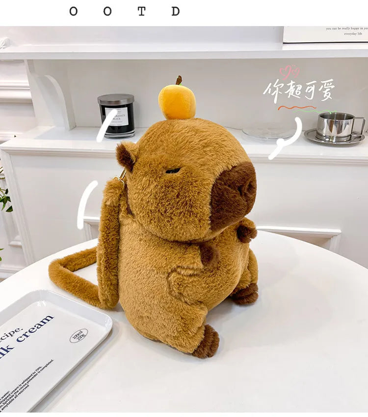 Kawaii Capybara Plush Backpack for Kids ATHLEXES