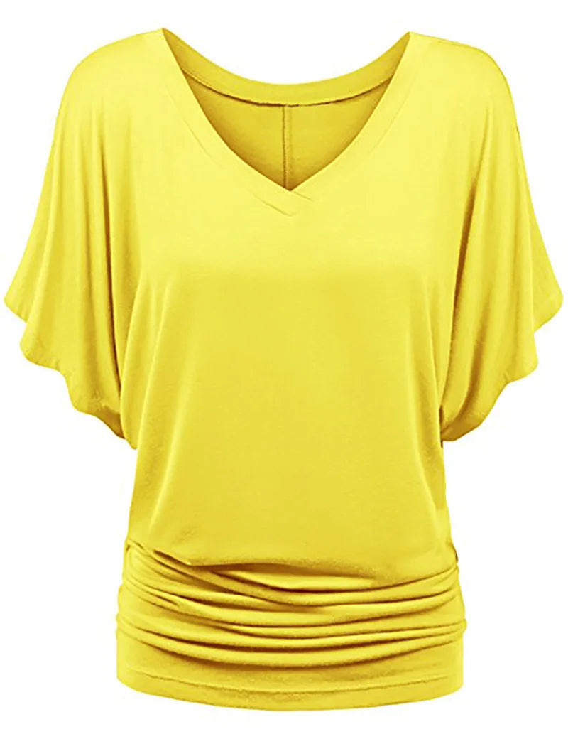 Chic Summer V-Neck Batwing Tee for Women S-5XL ATHLEXES