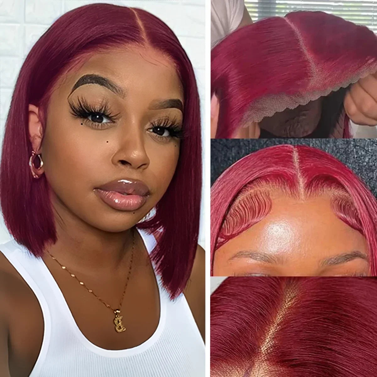 Burgundy Elegance Glueless Bob Wig 13x4 ATHLEXES