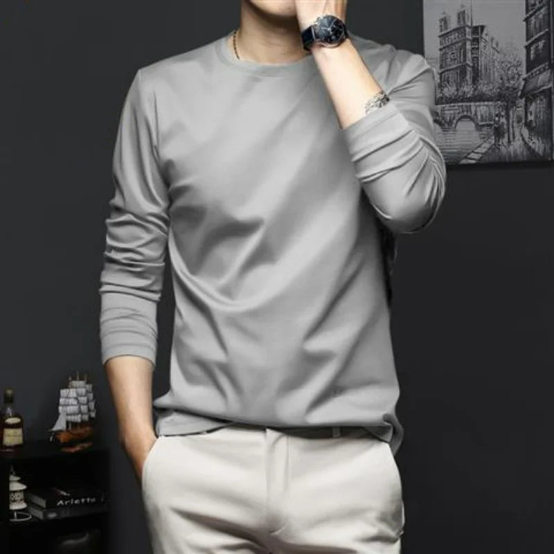 Autumn New Promotion Ice Silk Men's V-Neck Casual Top 2023 ATHLEXES