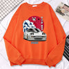 Japanese Crane Sunset Fleece Pullover Sweatshirt ATHLEXES