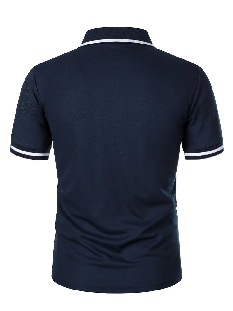 Luxe Lapel Solid Color Men's Short Sleeve Polo ATHLEXES