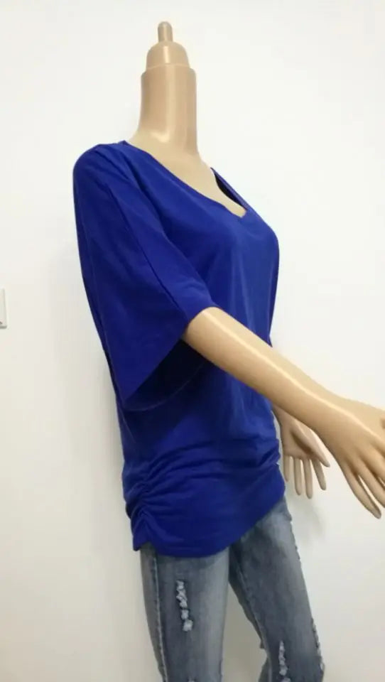Chic Summer V-Neck Batwing Tee for Women S-5XL ATHLEXES