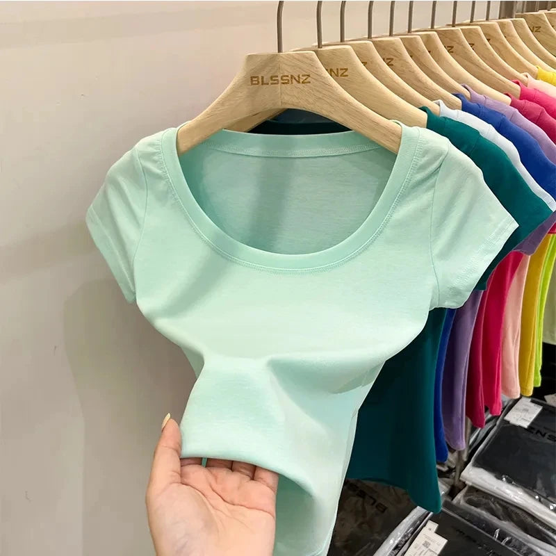 Cotton U-Neck Slimming Summer Tee for Women ATHLEXES