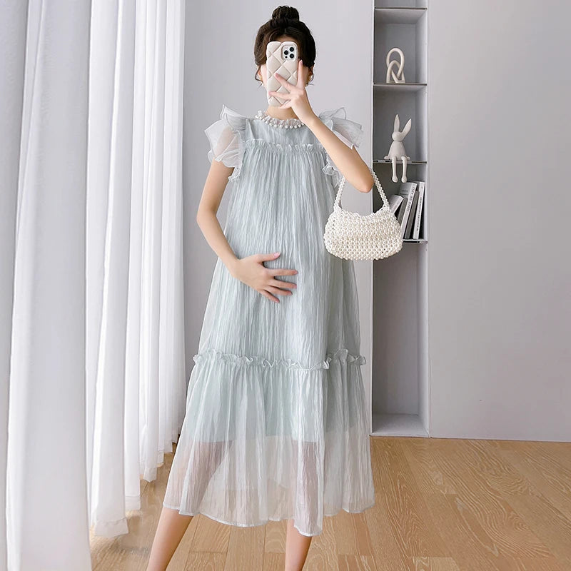 Elegant Ruffle Maternity Dress for Summer ATHLEXES