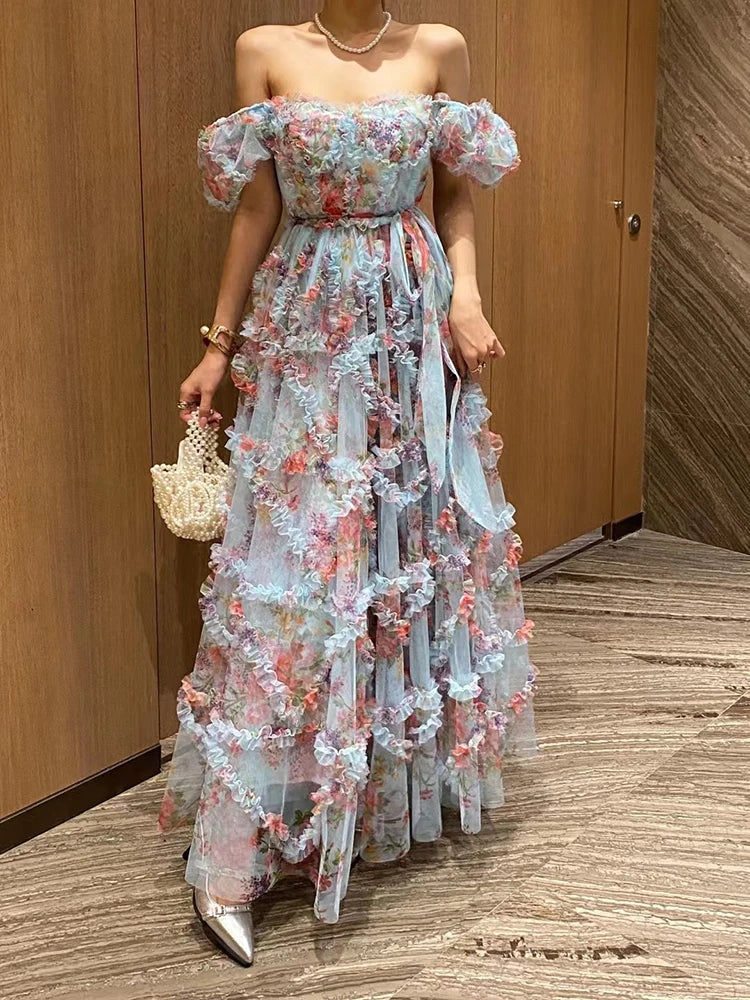 Chic Floral Patchwork Mesh Dress for Women ATHLEXES