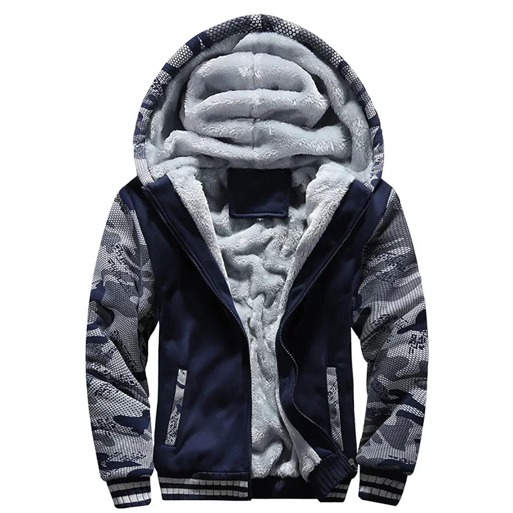 Men's Camouflage Fleece Zip Jacket for Winter Wear ATHLEXES