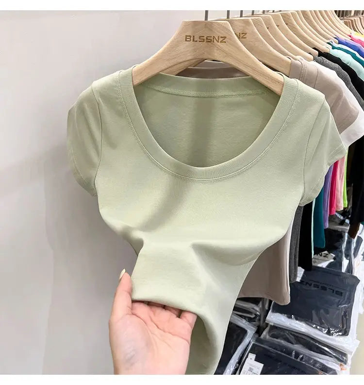 Cotton U-Neck Slimming Summer Tee for Women ATHLEXES