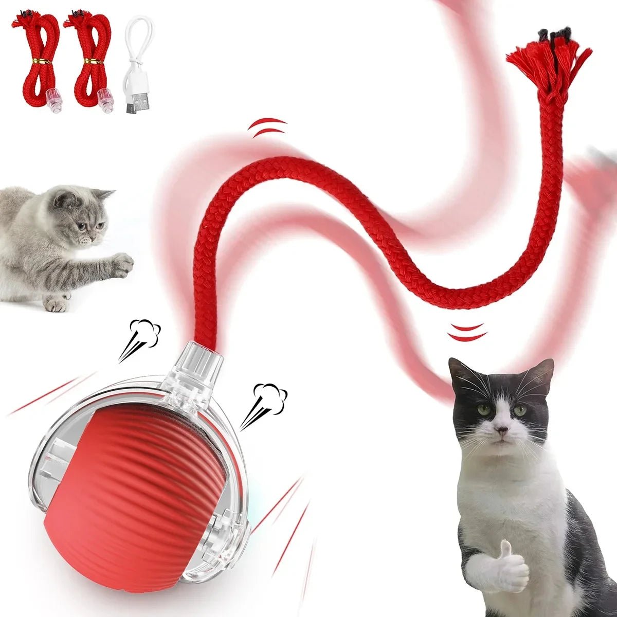 Interactive Cat Toys Ball Auto Electric Rolling Ball Toys for Cats/Kitty Pets Smart Automatic Teaser USB Rechargeable ATHLEXES