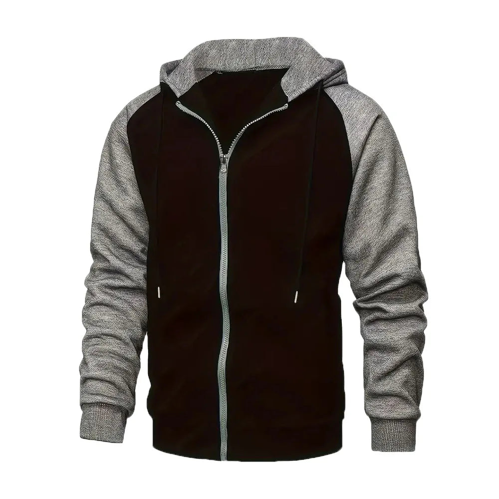 Stylish Zip-Up Color Block Hoodie for Men ATHLEXES