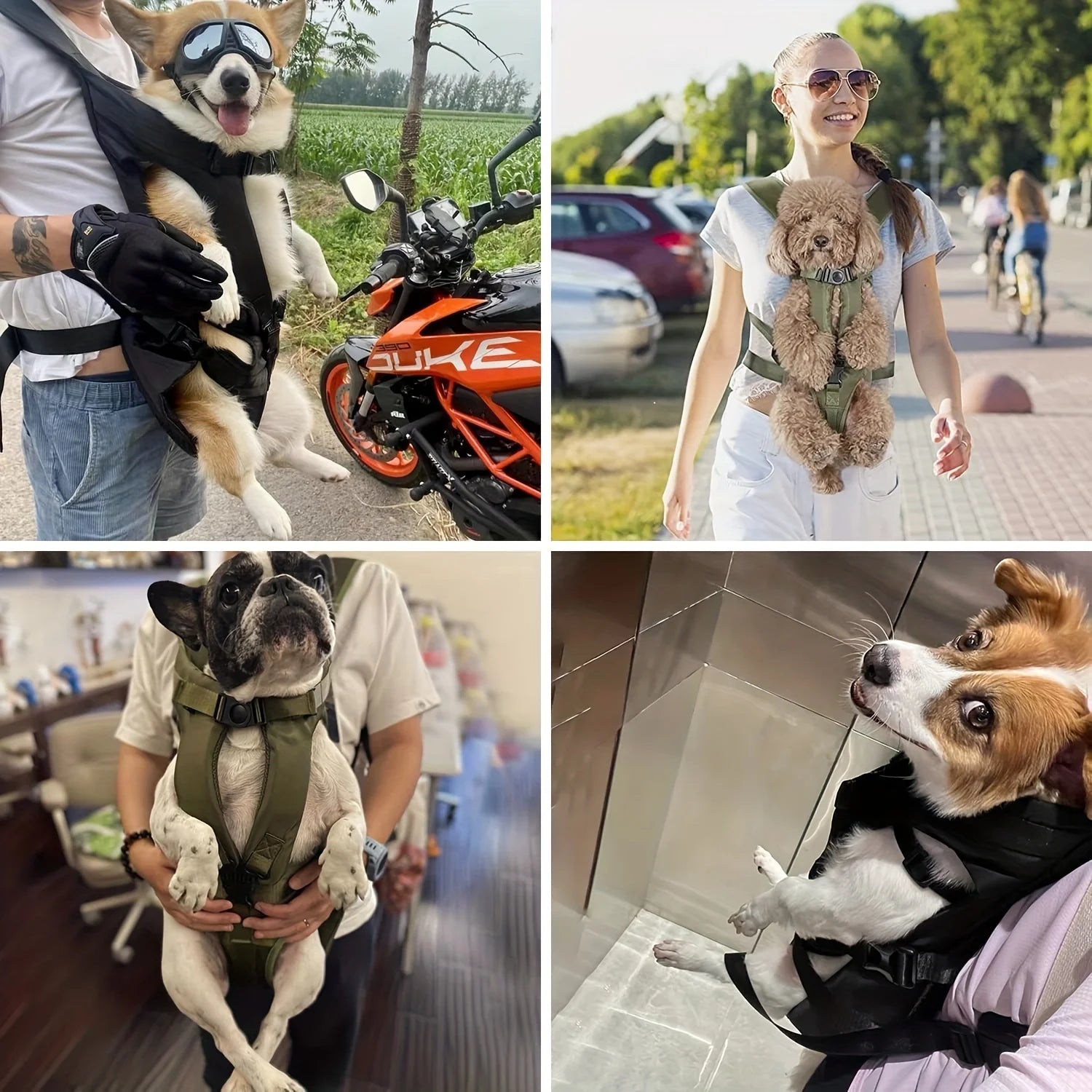 Pet Front Dog Carrier Backpacks, Adjustable Hands Free Dog Backpack Carrier For Medium Small Dogs ATHLEXES