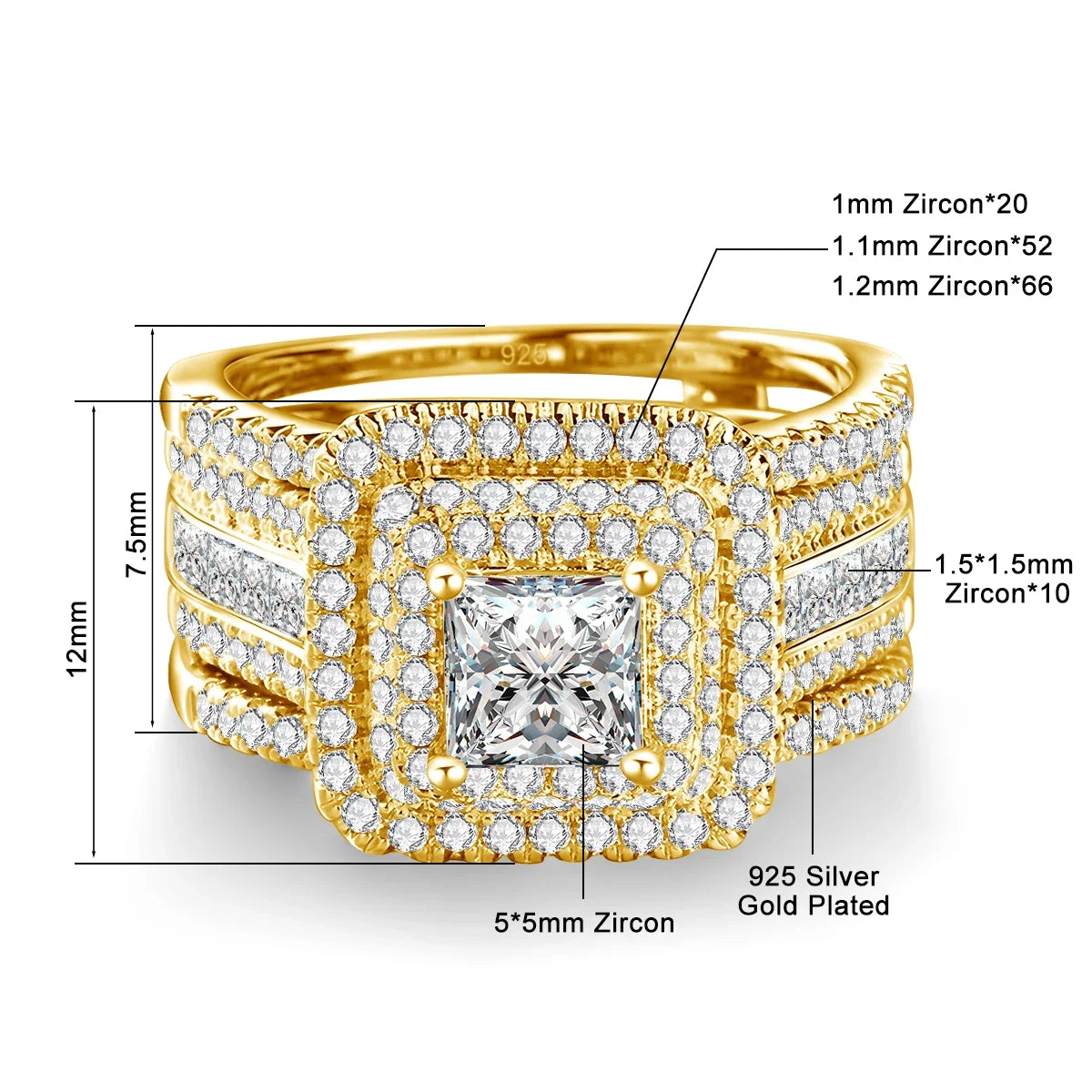 Elegant 2PCS Moissanite Wedding Ring Set 925 Silver ATHLEXES