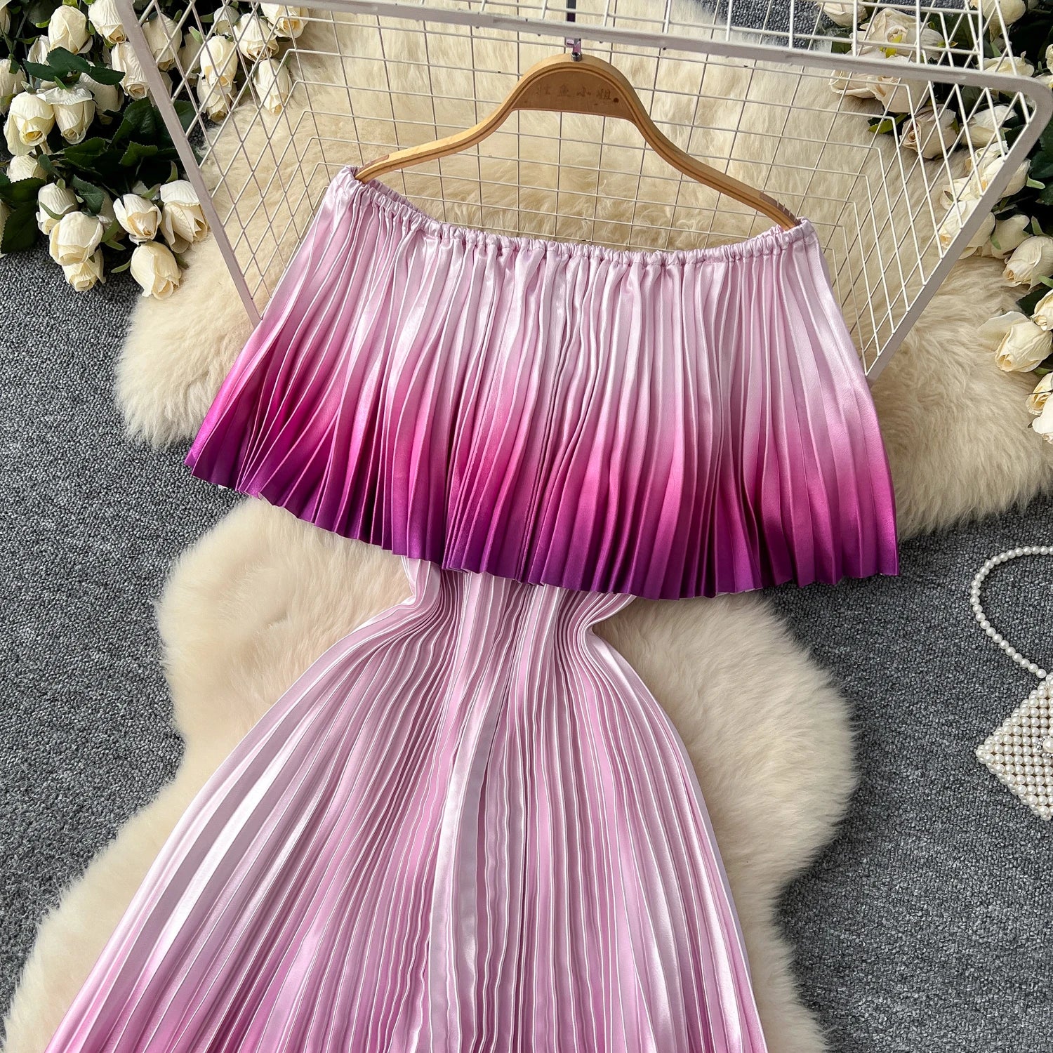 Gradient Luxe Off Shoulder Maxi Dress ATHLEXES