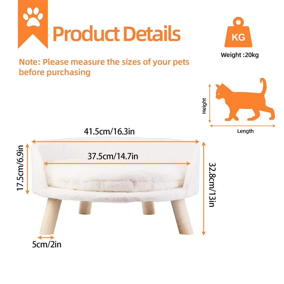 PlushNest Luxury Cat Bed with Waterproof Cushion and Stylish Wood Legs ATHLEXES