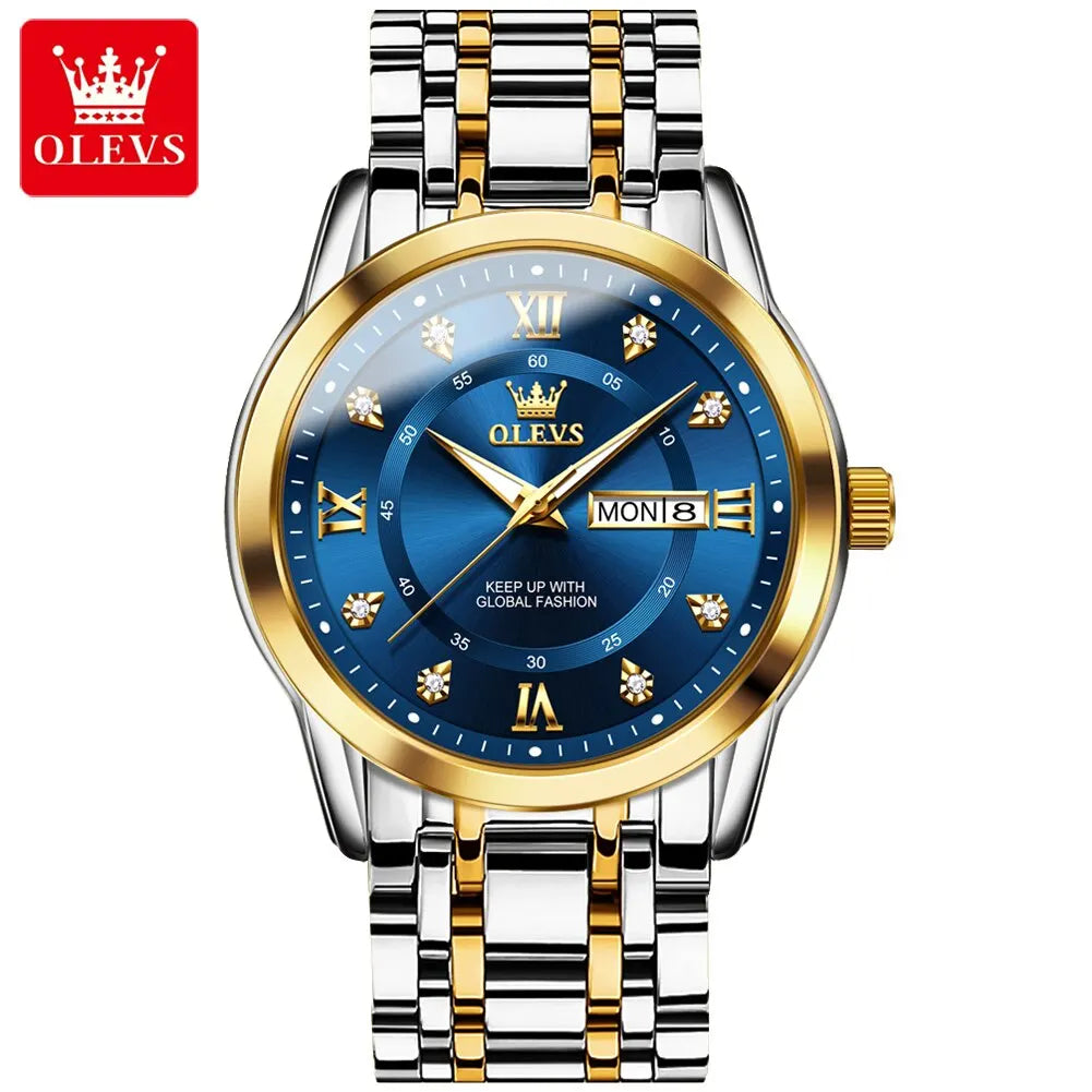 OLEVS Luxury Diamond Quartz Watch for Men ATHLEXES