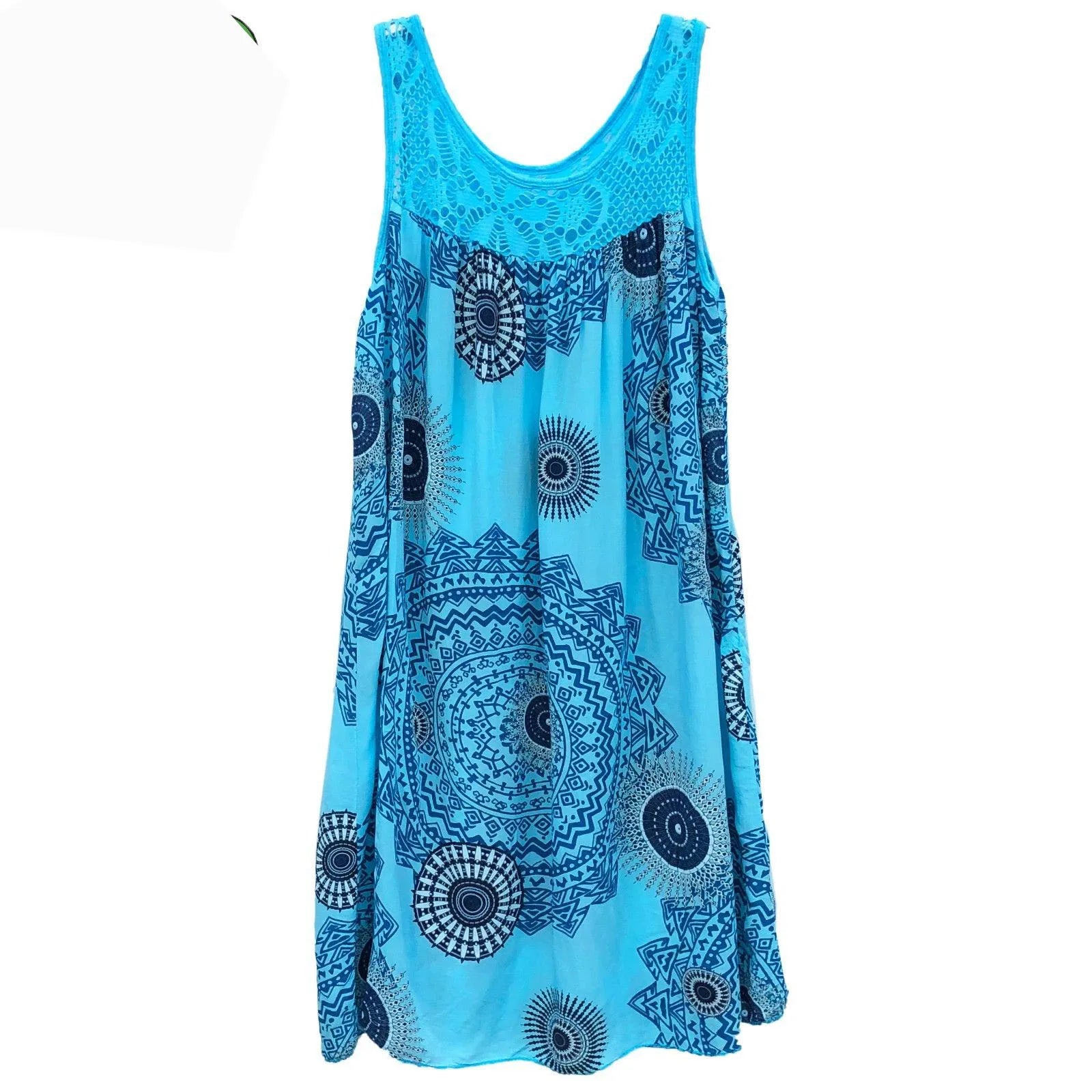 Elegant Lace Print Plus Size Sleeveless Dress ATHLEXES