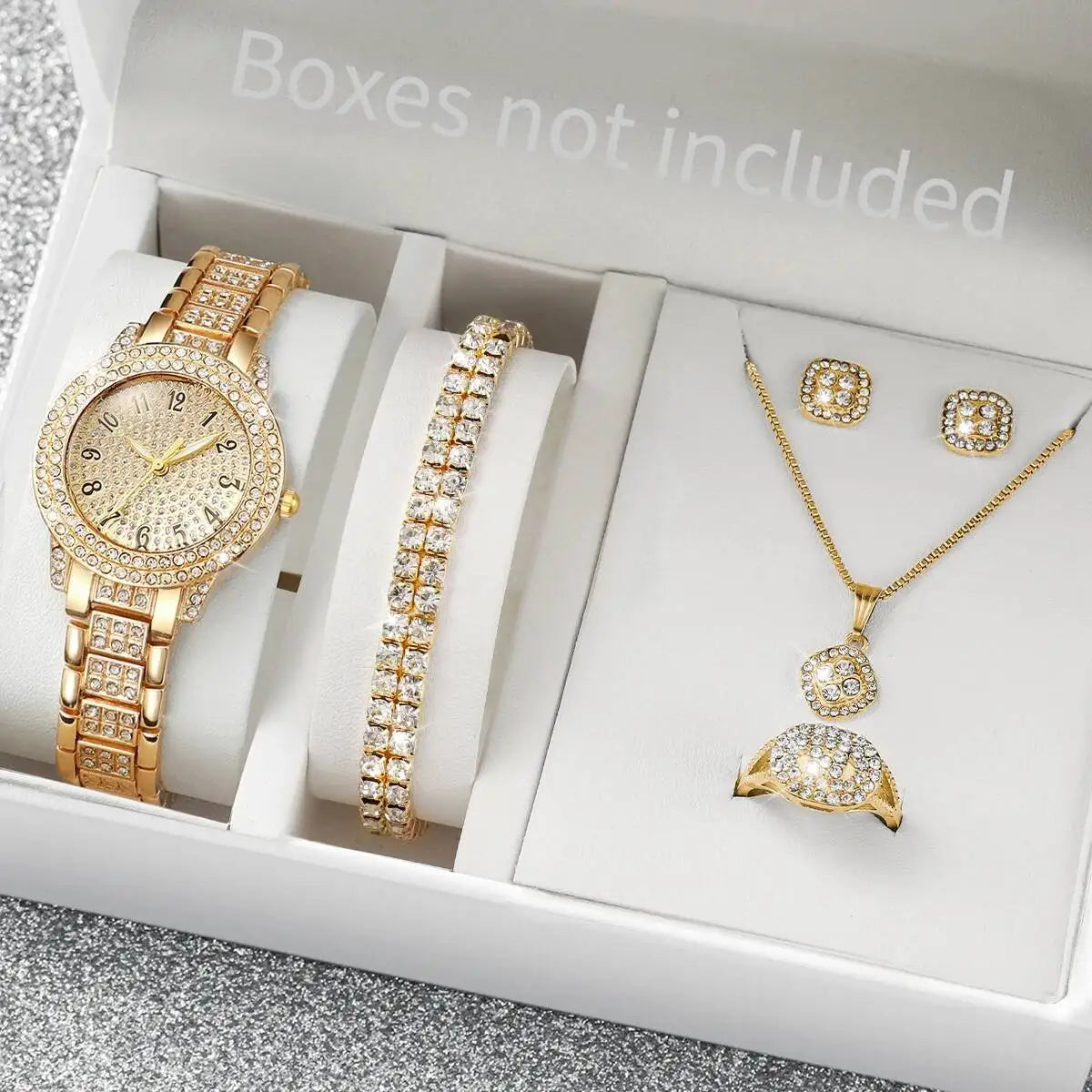 Diamond Elegance Quartz Watch Set for Women ATHLEXES