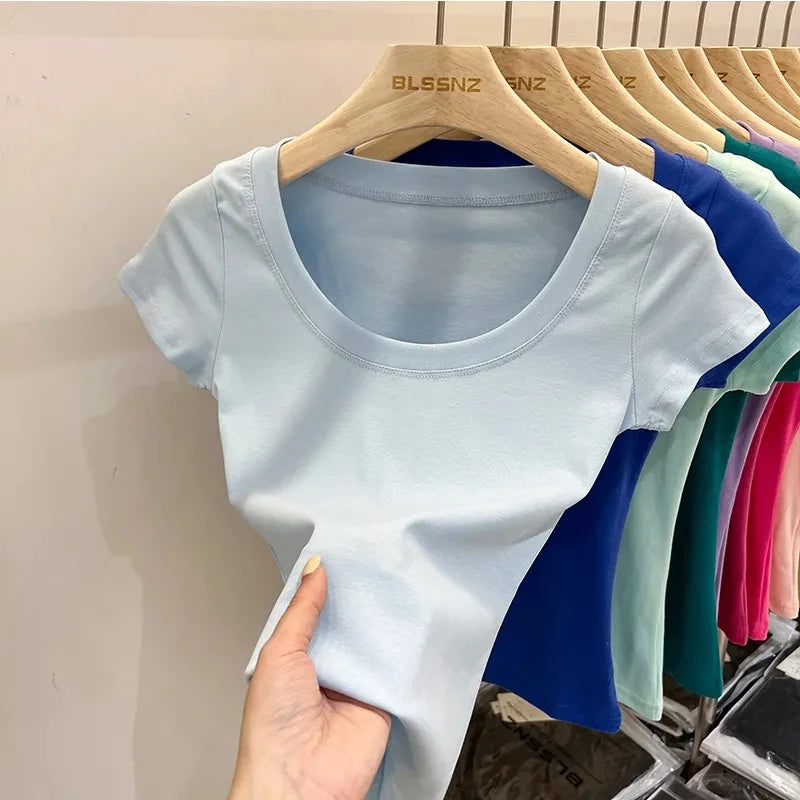 Cotton U-Neck Slimming Summer Tee for Women ATHLEXES