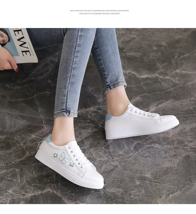 Embroidered Bow Platform Walking Flats for Women ATHLEXES