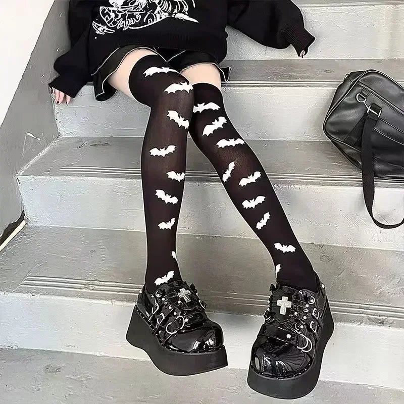 Gothic Spider Web Silk Tights for Alternative Fashion Women ATHLEXES