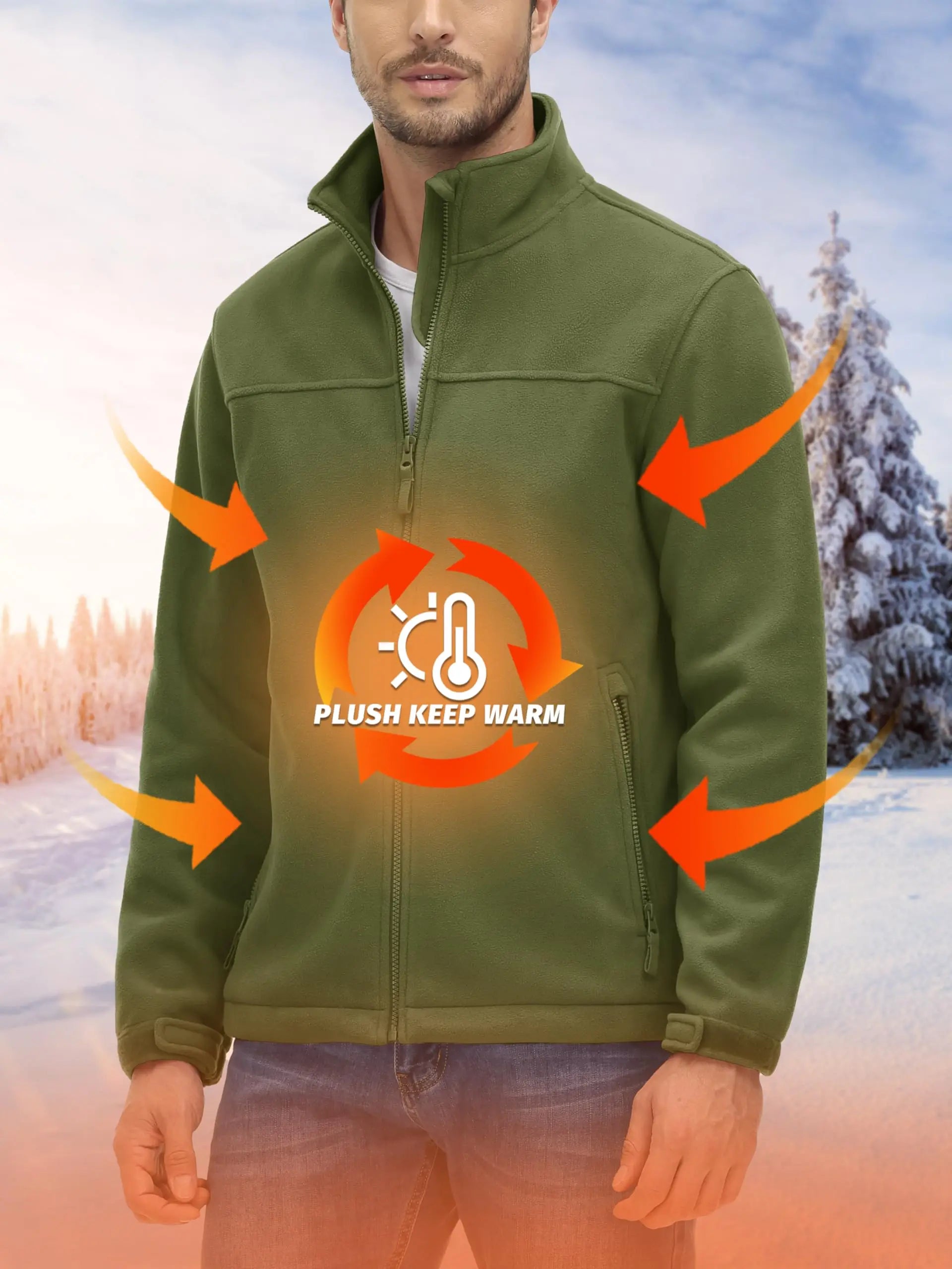 TACVASEN Men's Windproof Fleece Jacket with Pockets ATHLEXES