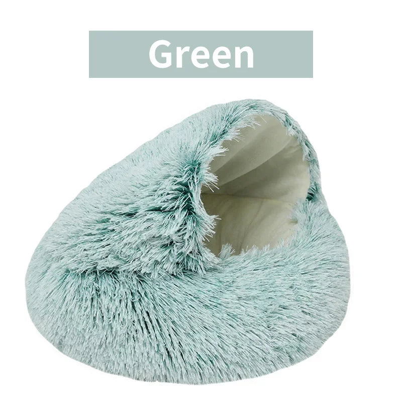 PurrNest Plush Cat Bed: Cozy 2-in-1 Winter Retreat ATHLEXES