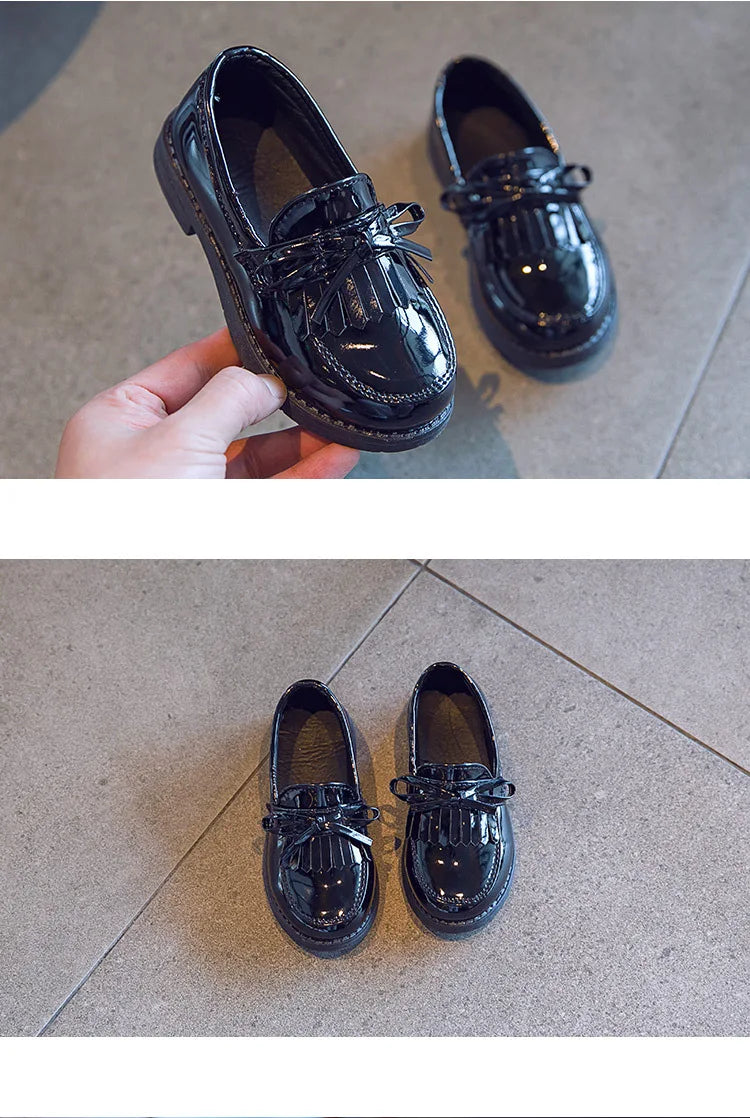 Elegant Bow-Knot Leather Flats for Girls' Events ATHLEXES