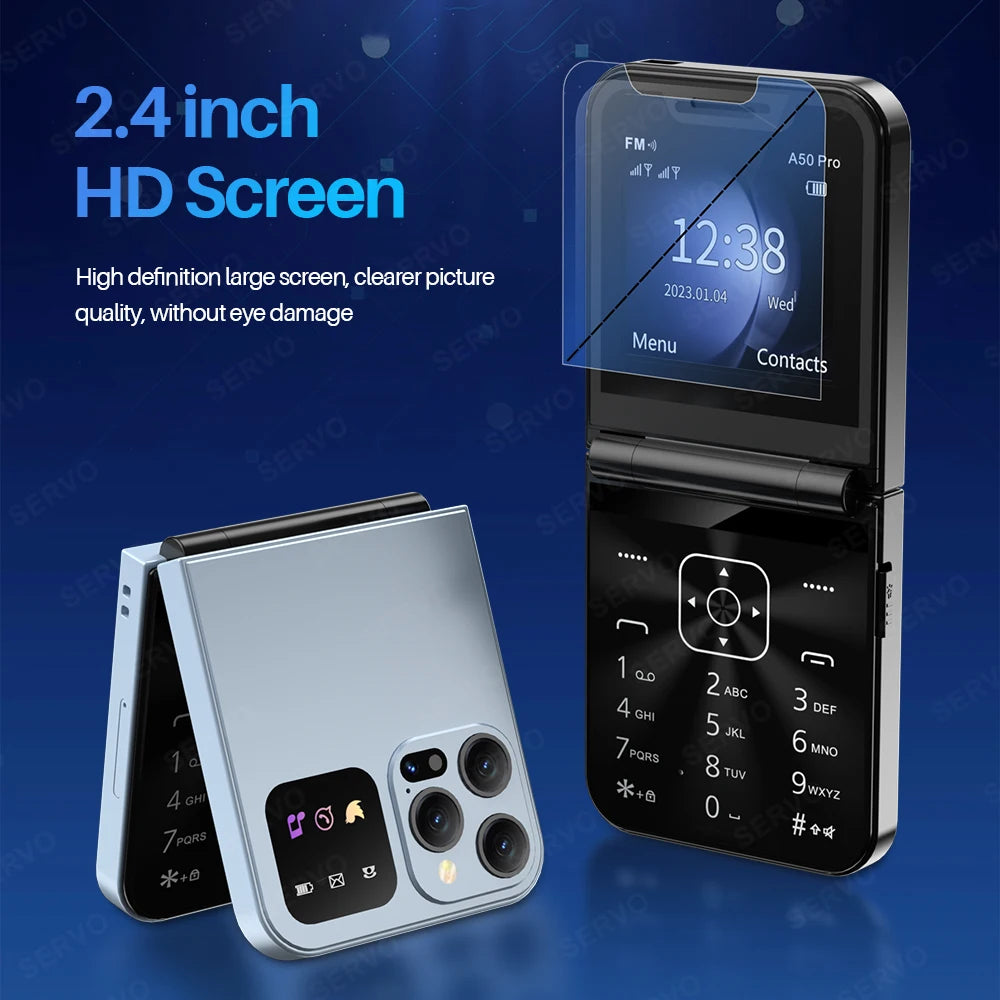 SERVO A50 PRO Dual SIM Flip Phone with Magic Features ATHLEXES