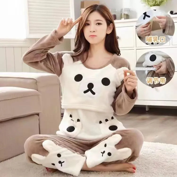 CozyCare Winter Nursing Pajama Set for Moms ATHLEXES