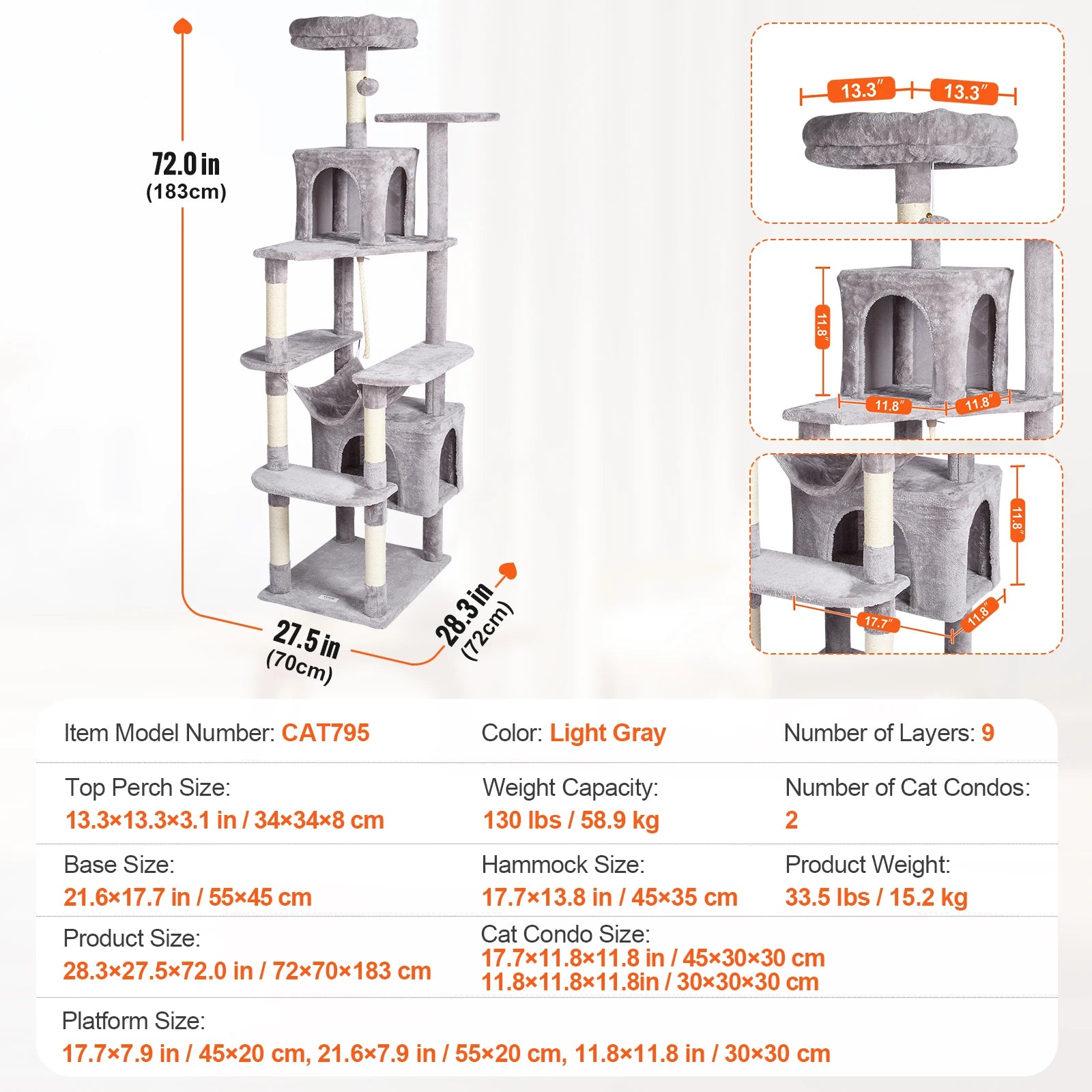 VEVOR Ninth Floor Cat Tree Tower ATHLEXES