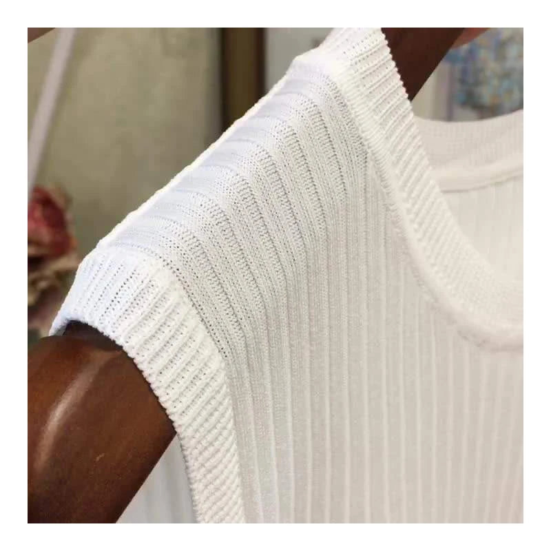 Summer Knit O-Neck Sleeveless Casual Top ATHLEXES