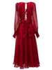 Elegant Red Chiffon Party Dress for Women ATHLEXES
