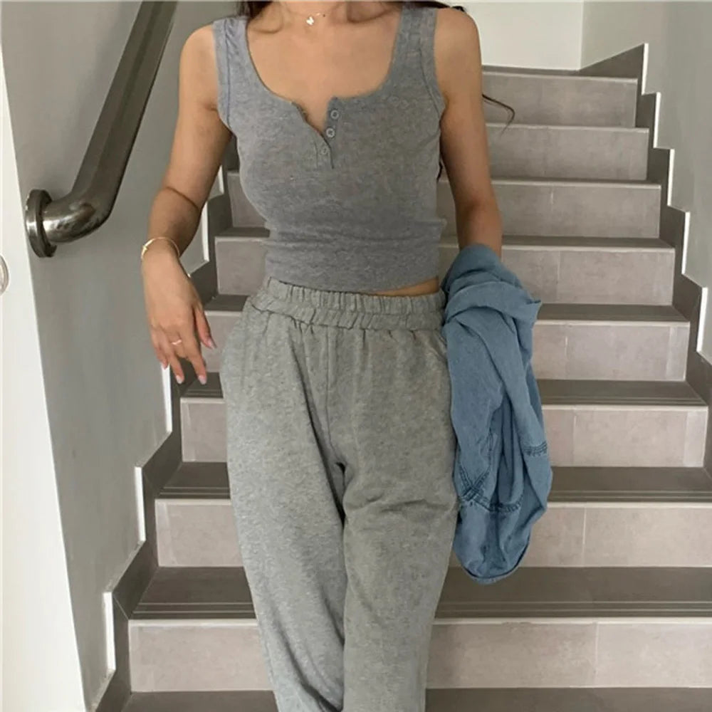 Chic Ribbed Button-Down Tank Top for Women ATHLEXES