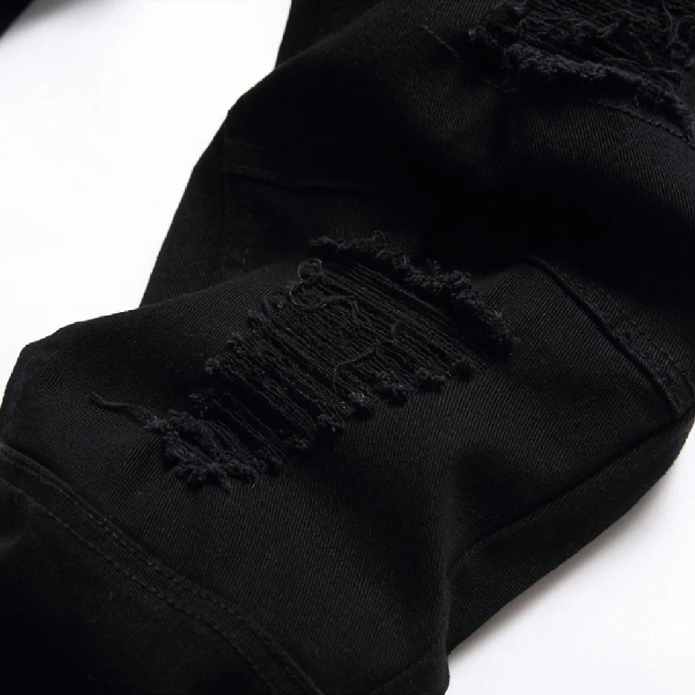 Urban Edge Black Ripped Skinny Biker Jeans ATHLEXES