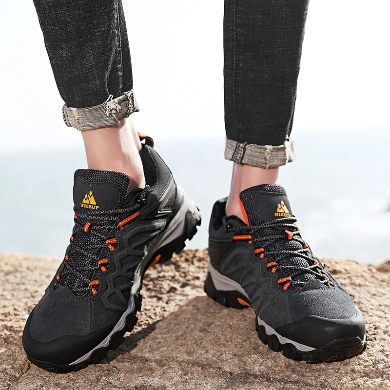 HIKEUP Premium Leather Hiking Shoes for Men - Durable Trekking Sneakers ATHLEXES